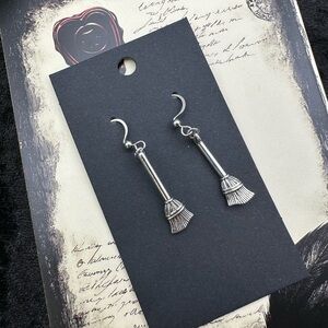 Silver Broomstick Earrings